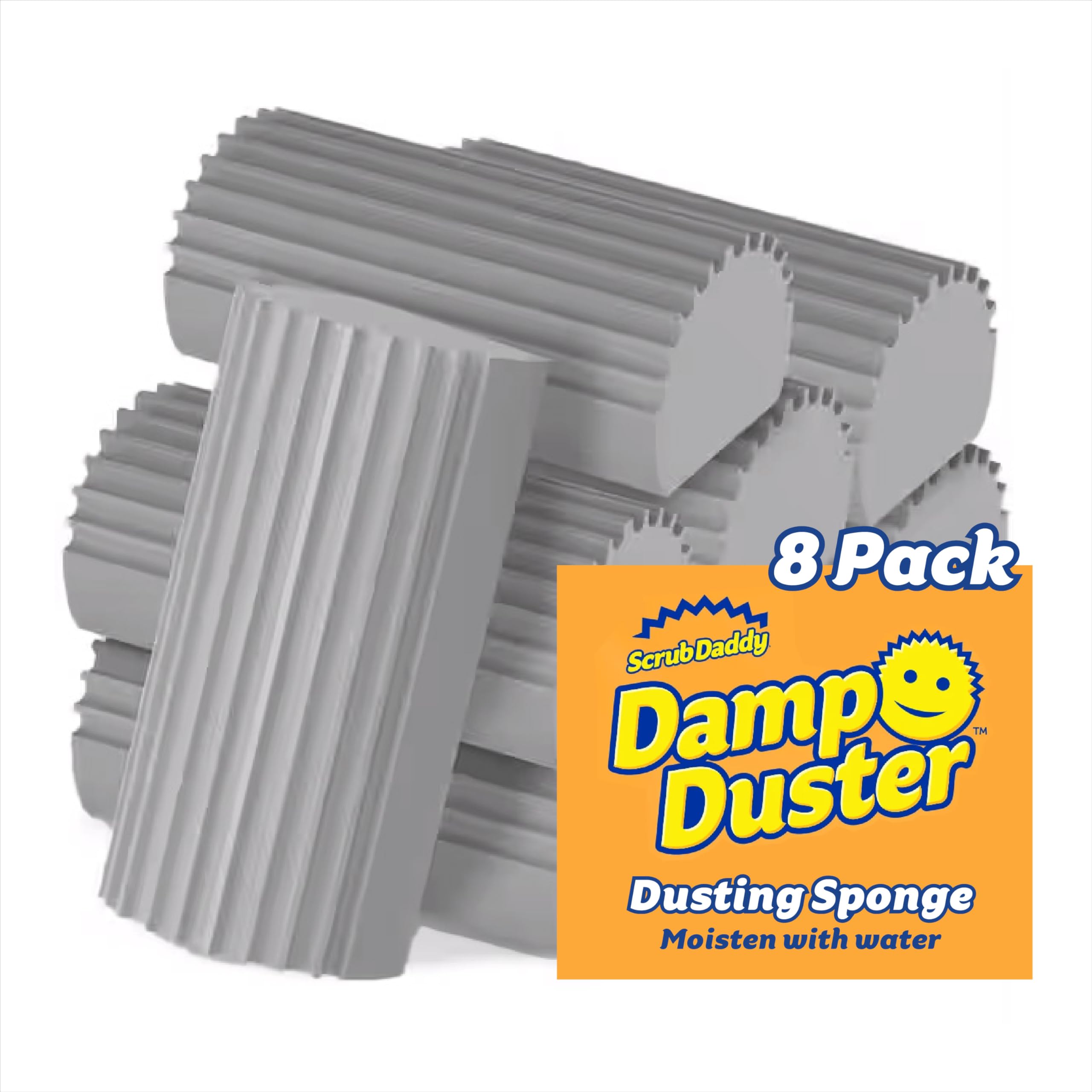 Scrub Daddy Damp Duster Dusting Sponges (8 Count) - Dust Remover for Household Cleaning - Duster for Vents, Railings & Blinds - Reusable Baseboard Cleaner