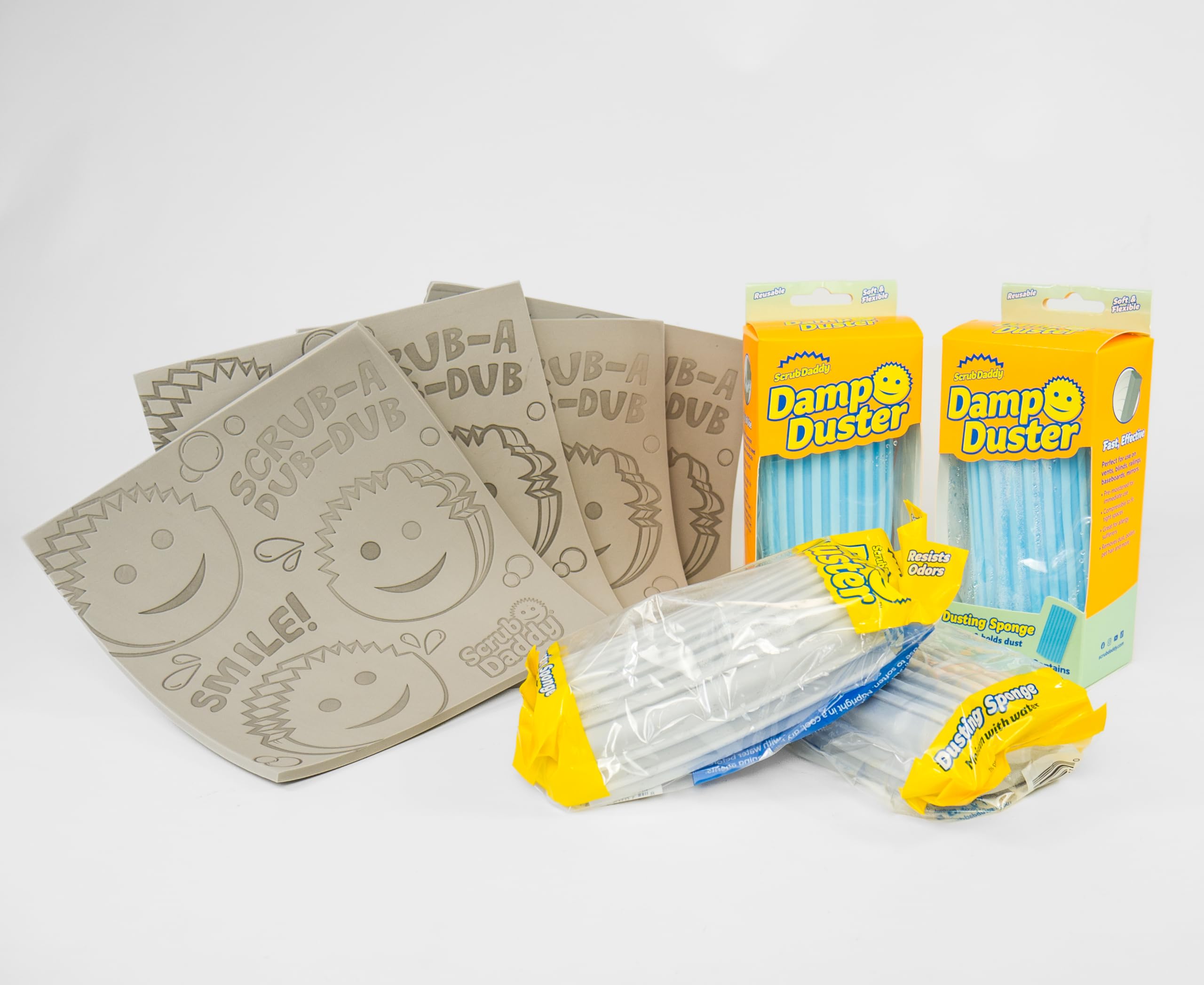 Scrub Daddy Damp Duster Sponge & Towel Bundle - 4 Dusting Sponges & 4 Damp Duster Towels - Swipe & Polish Blinds, Baseboards, Furniture & More (8 Piece Bundle)