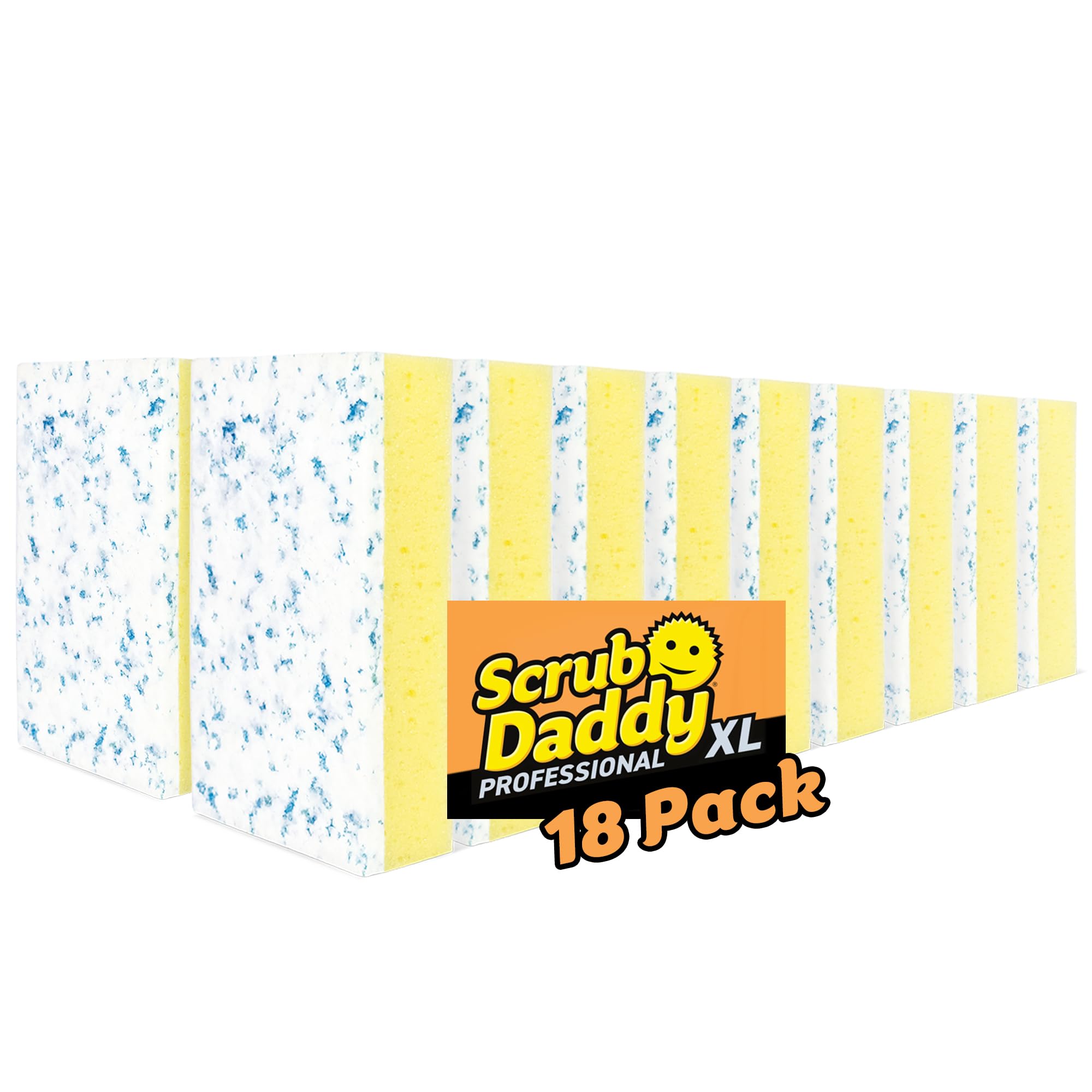 Scrub Daddy Eraser Daddy XL - Large Melamine Foam Sponges for Cleaning - Dual-Sided White Eraser Sponges for Wall Cleaning - Removes Dirt & Scuffs - Water-Activated (18 Count)