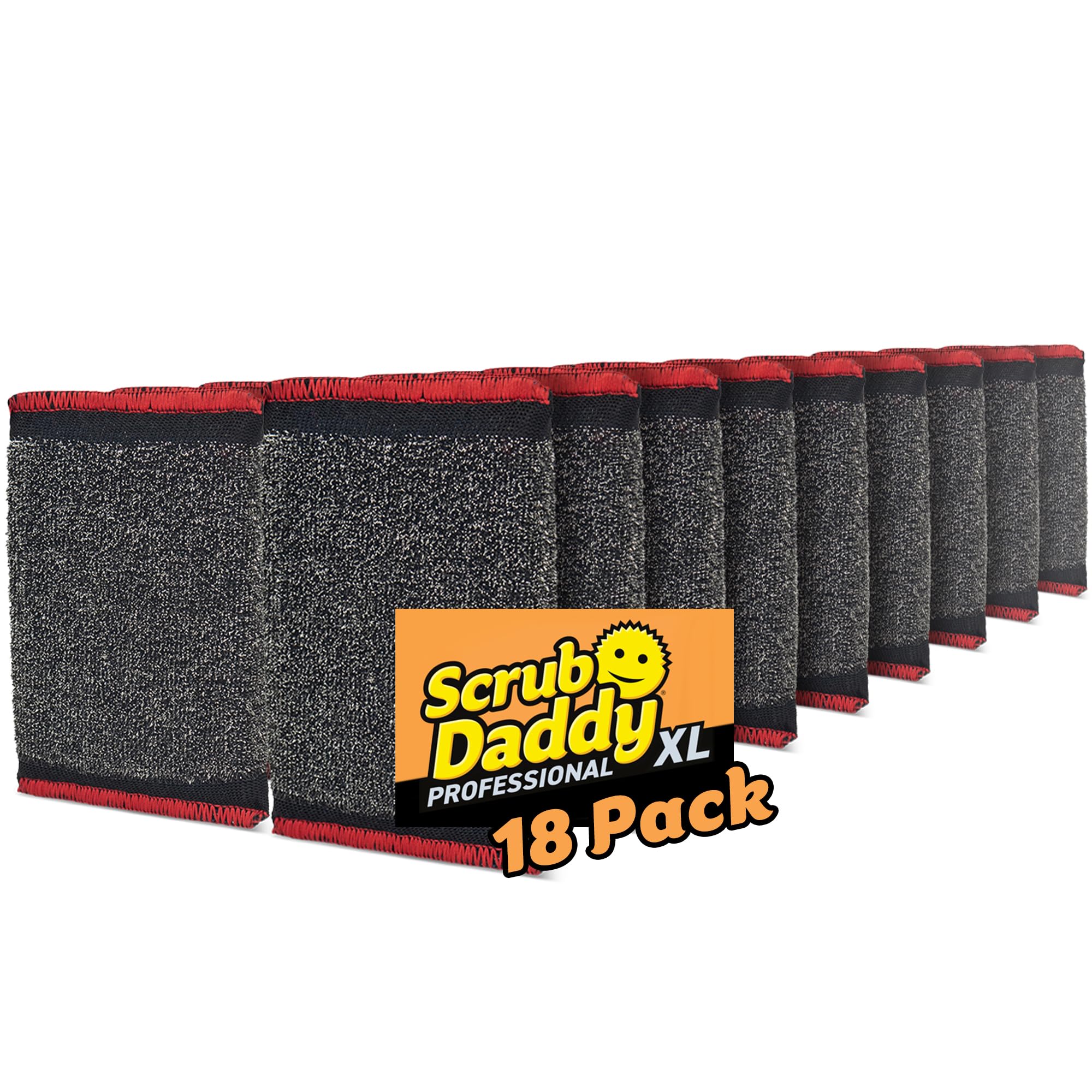 Scrub Daddy Large Steel Scouring Pads - Scour Daddy Steel XL Stainless Steel Dish Scrubber Sponge - Durable, Shred-Resistant Scour Pads - Bulk Kitchen Sponges & Commercial Cleaning Supplies (18 Count)